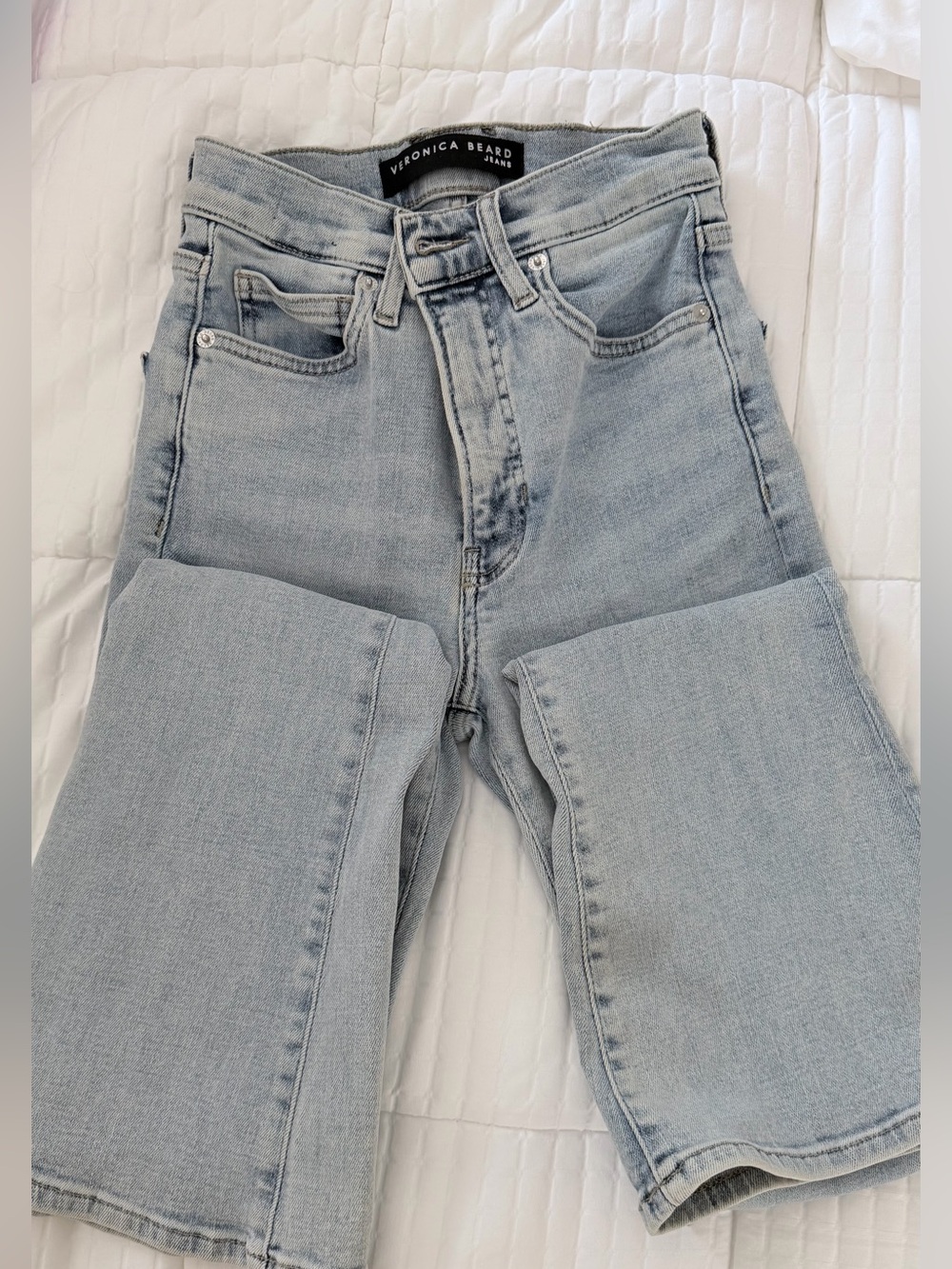 Veronica Beard Light Blue Skinny Flare High-Rise Jeans